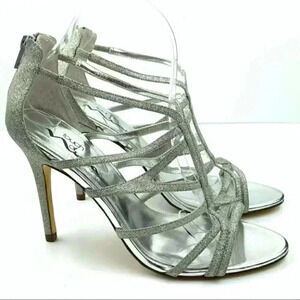 Touch of Nina heels Marsha1 8 38 silver metallic party bridesmaid holiday formal